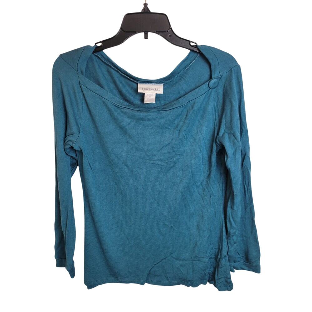 Chadwick's Teal Scoop Neck Knit Long Sleeve Pullover Top Women's Size‎ Medium